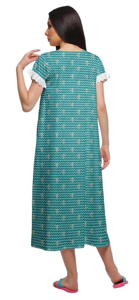 Moomaya Женская ночная рубашка с V-образным вырезом для кормления, хлопковая ночная рубашка А-силуэта с принтом