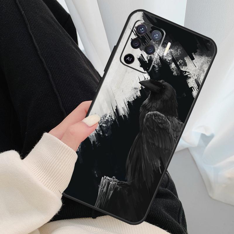 Чехол-череп с вороном для OPPO A15 A16 A1K A54 A74 A94 A52 A72 A83 A91 A93 A53S A5 A9 A31 A53 2020