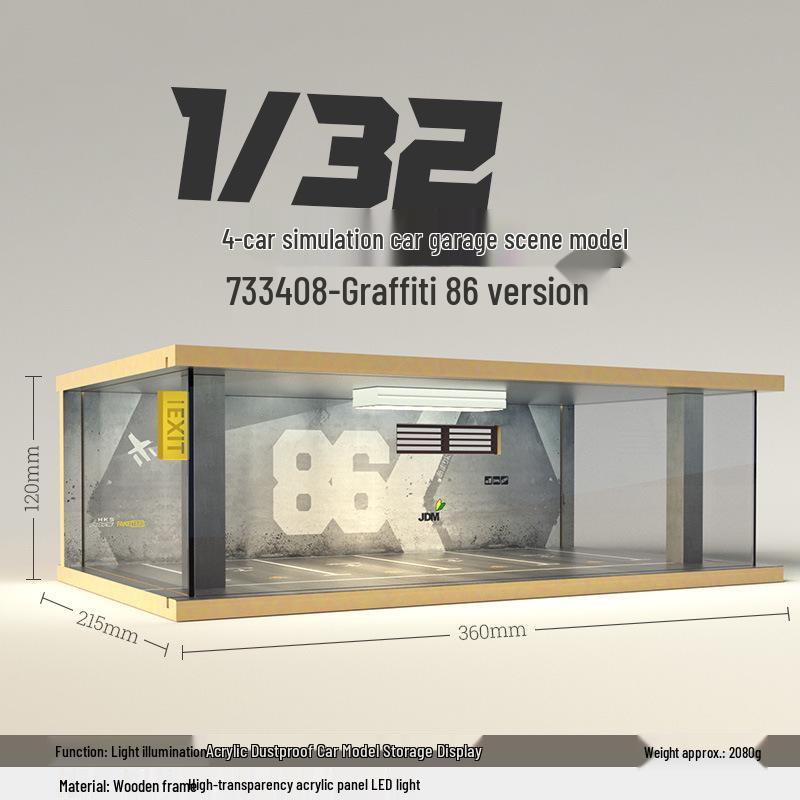 Деревянный гараж для моделей автомобилей с подсветкой - Трансграничная симуляция Пылезащитный чехол 1:32 Сценические украшения.