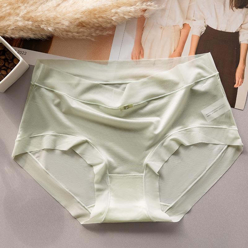 Нижнее белье для женщин Шелковые трусики-трусы Ice Silk No Hip Clip No Trace Lingerie Triangle Mid Талия Размер Большие трусики