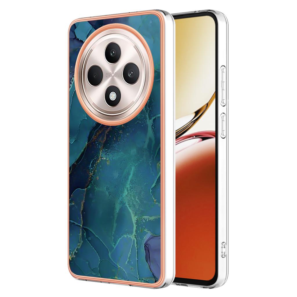 For Oppo Reno12 F 4G/Oppo Reno12 F 5G TPU Case Marble Pattern 2.0mm Electroplating Phone Back Cover