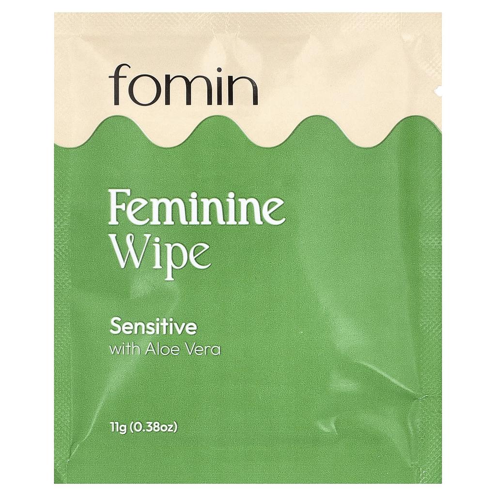 fomin, feminine wipes, for sensitive skin, 15 individually wrapped wipes