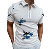 New Men's Printed Zipper POLO Shirt Breathable Loose Short Sleeve T-shirt Men's Top