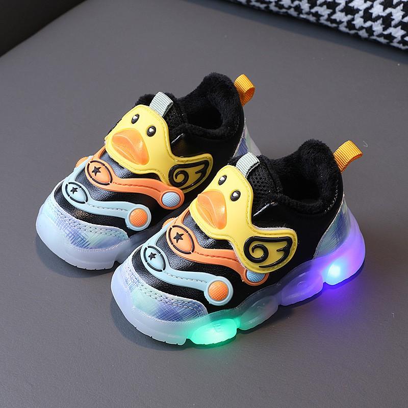 Baby Light-Up Sneakers Toddlers Soft Sole Breathable Mesh Walking Shoes With Cartoon Design
