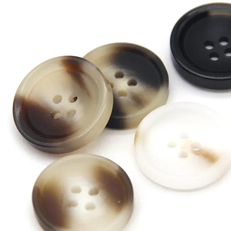 30Mm Large Resin Imitation Horn Pattern Buttons For Clothes Men Suit Coat Handmade Black Decorative Sewing Accessories Wholesale