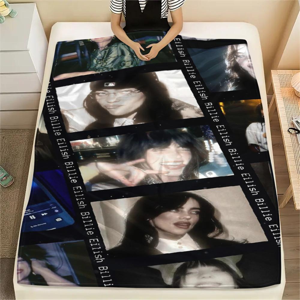 1PC Billie Eilish Patterned Flannel Blanket Suitable For All Seasons for Home Decor Warmth and Comfort Gifts Holiday Present