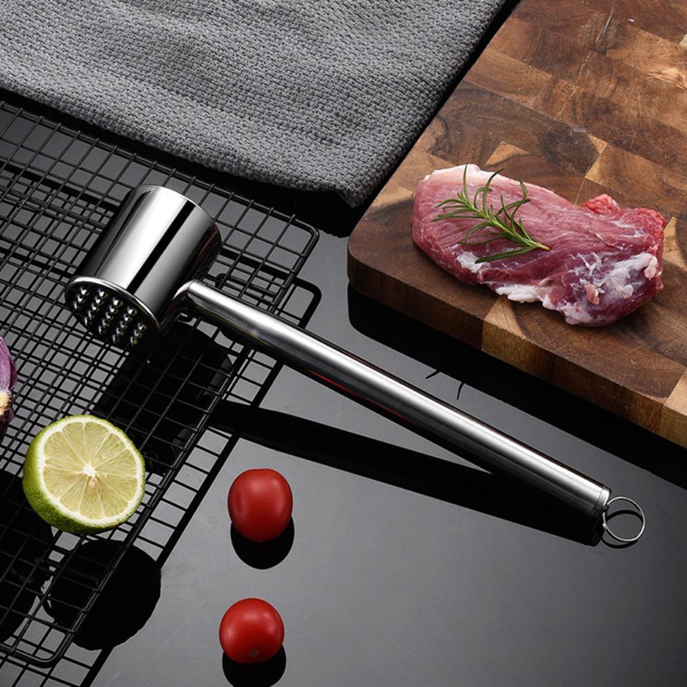 Double-side Meat Hammer Stainless Steel Steak Mallet Kitchen Beef Hitting Tool  Meat Preparation