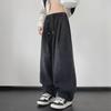 Men's American Retro Drawstring Jeans: Trendy, Loose-Fit, Wide-Leg, Elastic Waist, High-Street Casual Pants