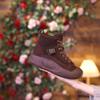 Women's Letter Pattern Round Toe Snow Boots Non-slip Thick Bottom Platform Ankle Boots Wool Lining