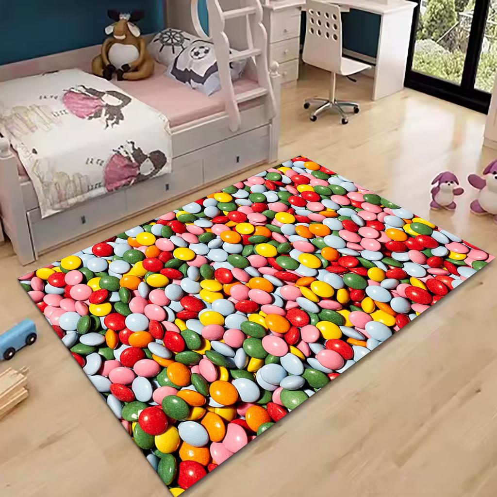 Children’s Educational Happy Life Playmat Rug Doormat Game Carpet for Bedroom Bathroom Playroom Fun Learning Floor Mat Safe Kids
