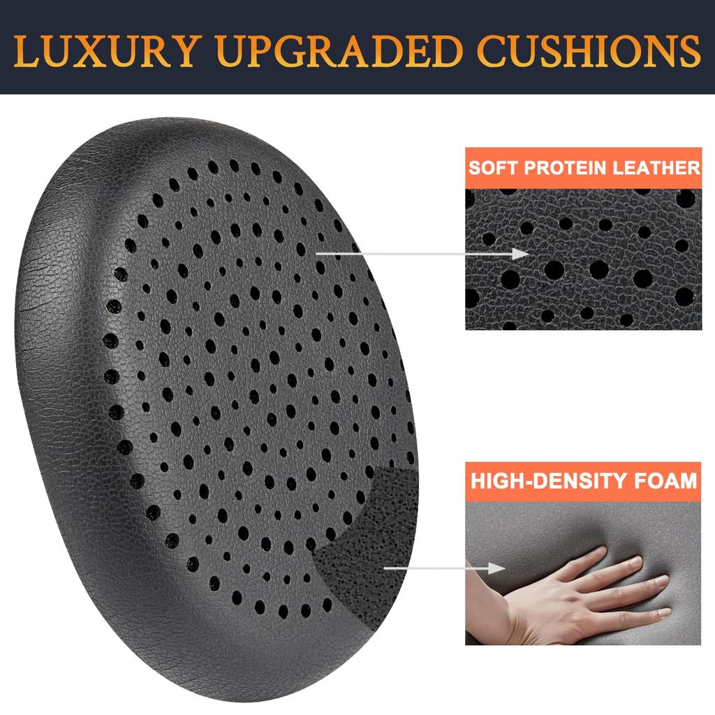 SOULWIT Replacement Ear Pads, Ear Cushions, Compatible with Logitech H800 Headset, Noise-Isolating Foam Earmuffs, Soft Protein Leather - Black
