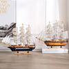 Mediterranean Wooden Sailboat Model Ornaments Creative Handmade Solid Wood Simulation Craft Home Decoration Retro Ornaments