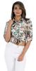 Women Casual Roll Up Sleeves Shirt Button Down Crop Top Tie Knot Front