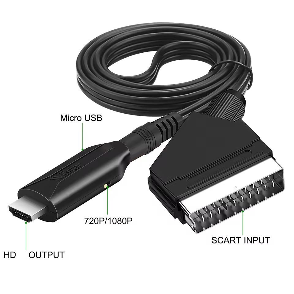 Кабель-адаптер Scart на HDMI-совместимый Аудио Видео Конвертер 1М для HDTV DVD STB Аксессуары Plug and Play