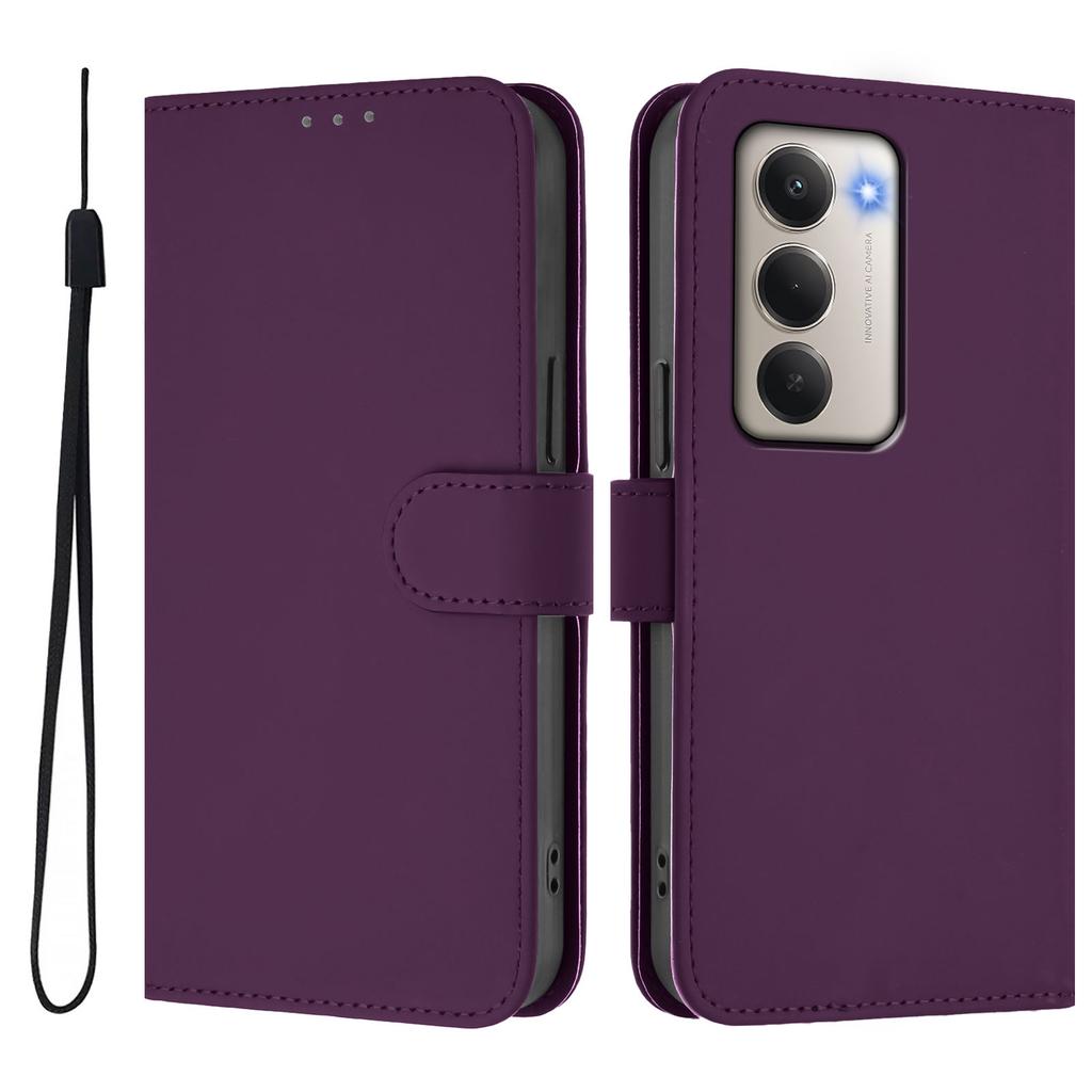 Для Xiaomi Redmi 15 5G Чехол Однотонный Кошелек Кожаный Чехол для Телефона с Ремешком