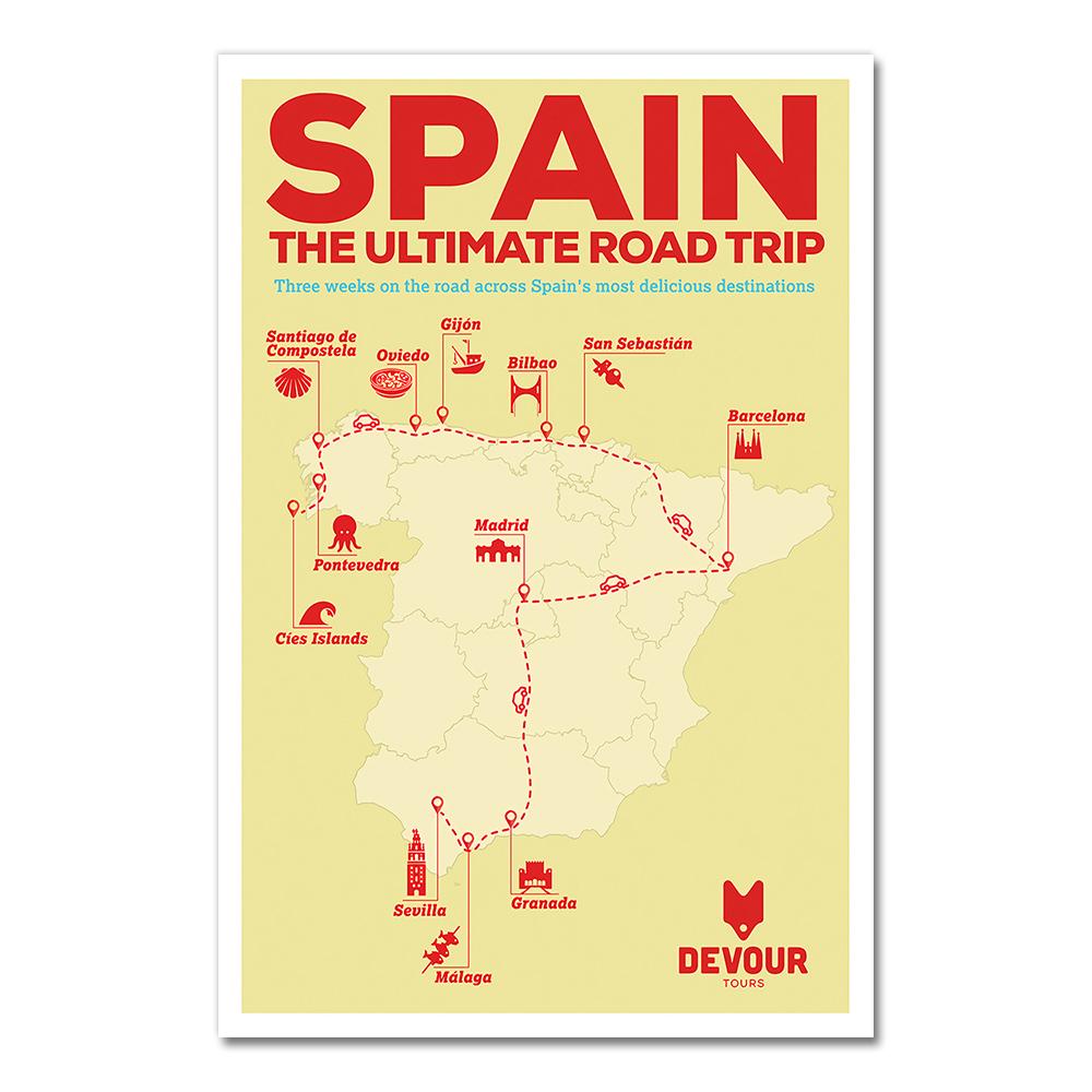 Spain Madrid San Sebastain Travel Canvas Painting Vintage Wall Kraft Posters Coated Wall Stickers Home Decorative Pictures Gift