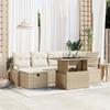 vidaXL 7-piece Garden Sofa Set with Beige Cushions Poly Rattan 3361130