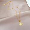 Light Luxury Butterfly Heart Zircon Pendant Necklace Stainless Steel Trendy Geometric Choker Jewelry Party Gifts For Women Girls