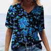 Women XL-7XL Plus Size T Shirt V Neck Short Sleeve Tops 3D Floral Print T Shirts Summer Lovers Couples T Shirt
