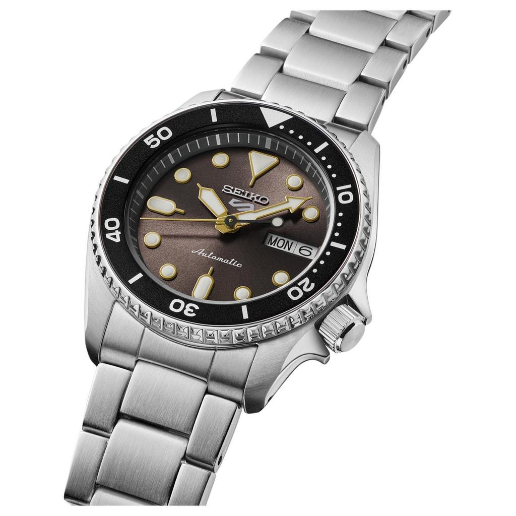 Seiko 5 Серия 100 метров Водонепроницаемые Модные Автоматический Механический Механизм Стальной Ремешок 38 мм Часы Черный Циферблат Женские часы SRPL79