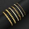 6pcs Vintage Punk Zircon Metal Chain Bracelet Set for Women Beaded Twist Design Multi-Layer Bracelets Daily Wear Jewelry Gifts