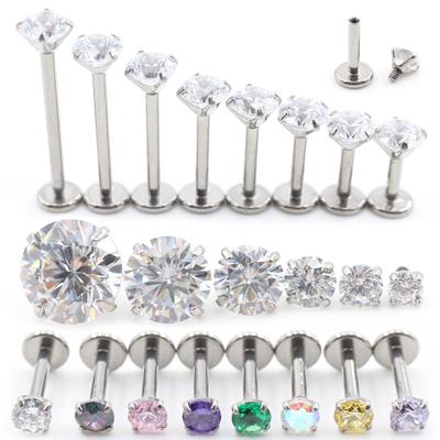 Alisouy 1PC G23 титановый циркон внутренняя резьба ухо козелок спираль лабрет губа кольцо хрящ серьга-гвоздик пирсинг украшения для тела