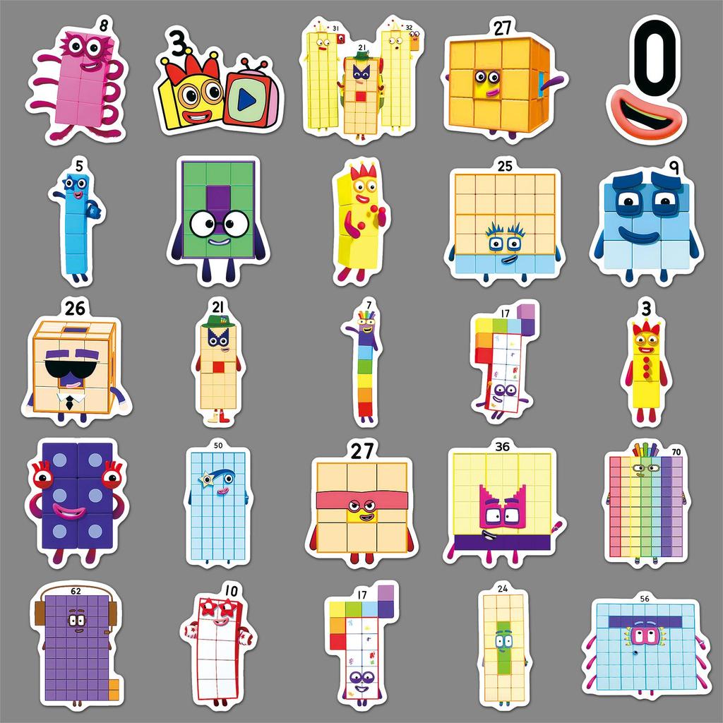 50 листов обучающих наклеек Numberblocks для телефонов и бутылок для воды