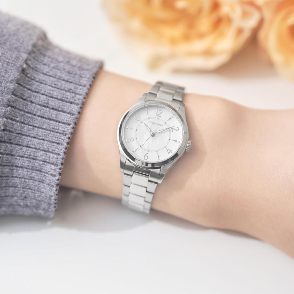 Солнечные часы AngelHeart Twinkle Time - Серия с сапфировым стеклом, Модель TT28SS, Циферблат из белого перламутра, 5 АТМ
