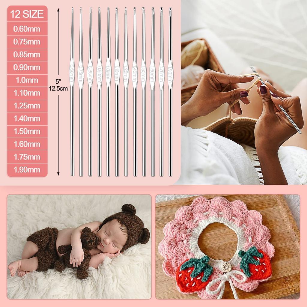 Крючок Вязание 17 Вязание кружева Основной ряд Кольцевое вязание Ленточный стежок Игла для пряжи Крючки D&D, Спицы, Спицы, Набор из 95 предметов, Рукоделие, Вязание,