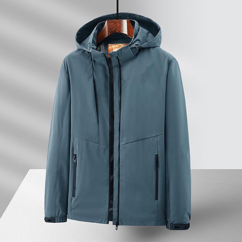 New Outdoor Jacket Men's Spring and Autumn Thin Four-sided Elastic Jacket Removable Hat Casual Jacket Tide