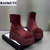 Platform Ankle Snow Boots Women Suede Shoes Plush Warm High Heels 2024 Trend Winter Casual Boots Chelsea Cozy Brand Botas Mujer