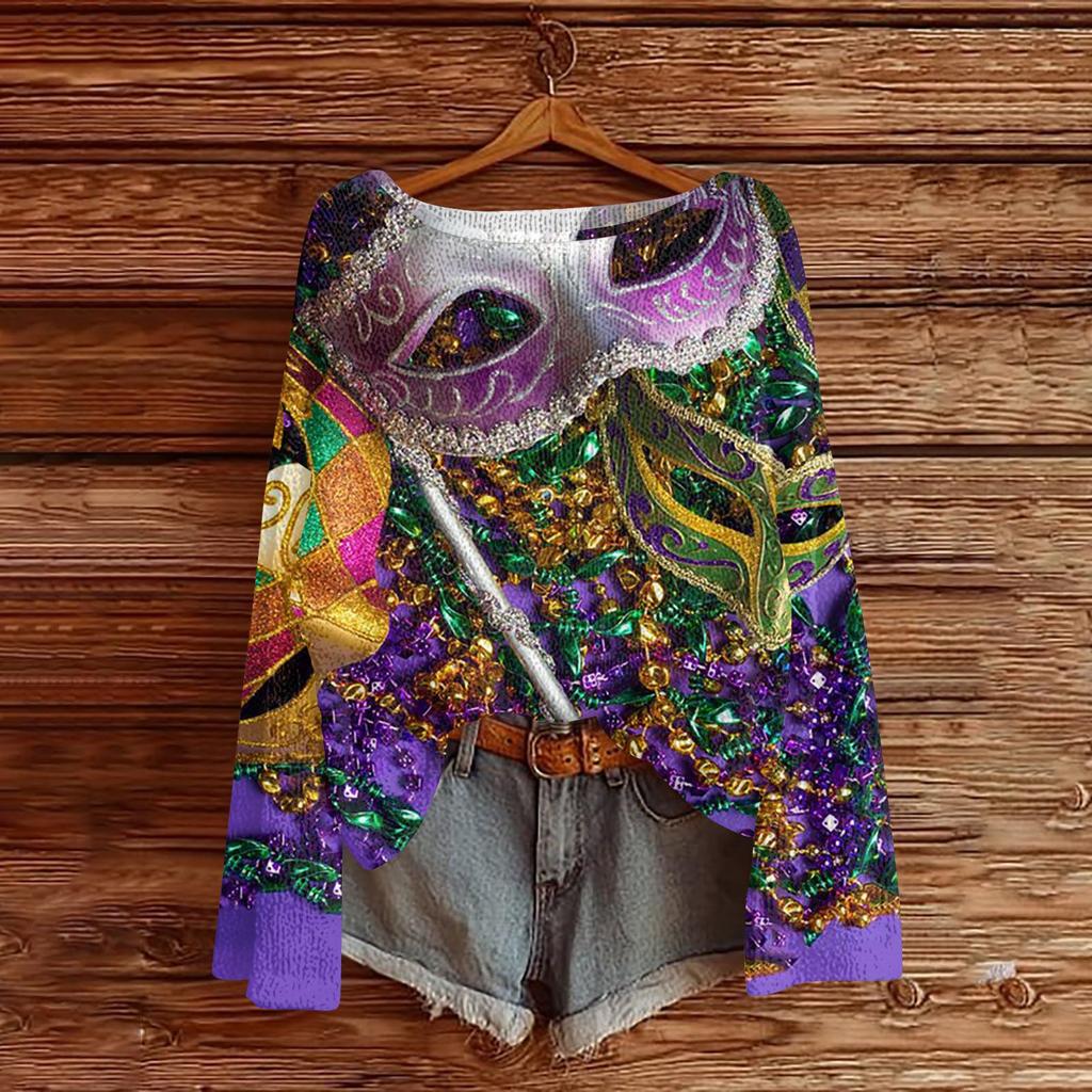 Женский модный пуловер с круглым вырезом, длинным рукавом и принтом, повседневный