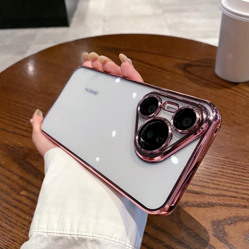 Применимо к чехлу для мобильного телефона Huawei Pura80pro, продвинутый датчик, гальваническое покрытие, прозрачный, P70, всесторонний, защита объектива от падения, мягкий чехол