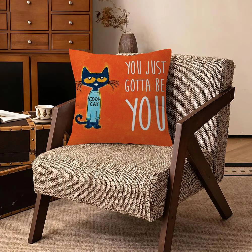 Cartoon PPete tthe CCat T Decorative Pillowcase Square Pillowcase Home Office Decorative Cushion Cover