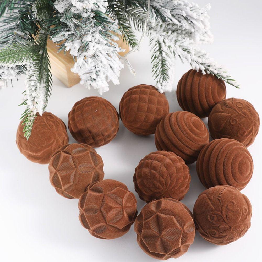 12pcs Plastic Flocked Christmas Tree Ball 6cm Christmas Tree Decorations  Engagements