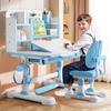 Study Desk And Chair Kid's Set, Height Adjustable Children's Set with Bookshelf Storage Drawer, 50-Degree Tiltable Desktop Table for Bedroom Room Kids