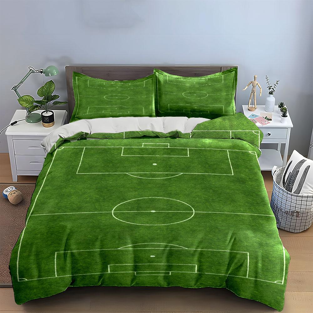 Soccer field layout print. Bedding sets Duvet cover sets Duvet covers Pillowcases(1 * Duvet Cover 2 * Pillowcases, without duvet insert)