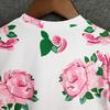 Милая футболка с большим цветком для девочек, модные летние детские топы, футболки с милым принтом, детские футболки с круглым вырезом