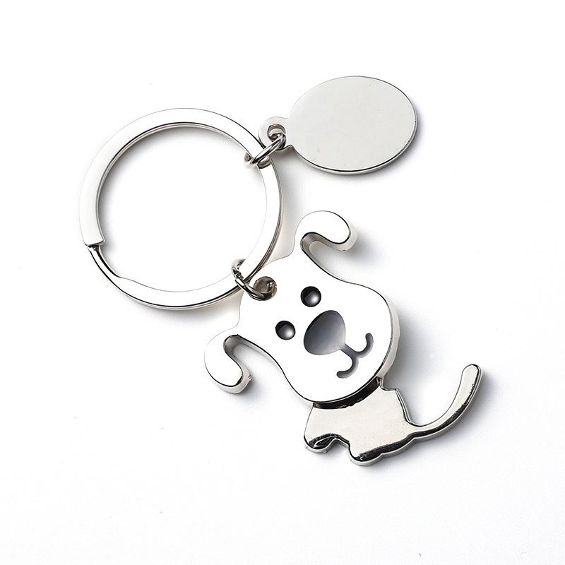 Creative Cartoon Dog Key Chains Rotatable Head Lovely Pet Smooth Stainless Steel Children's Funny Key Chain
