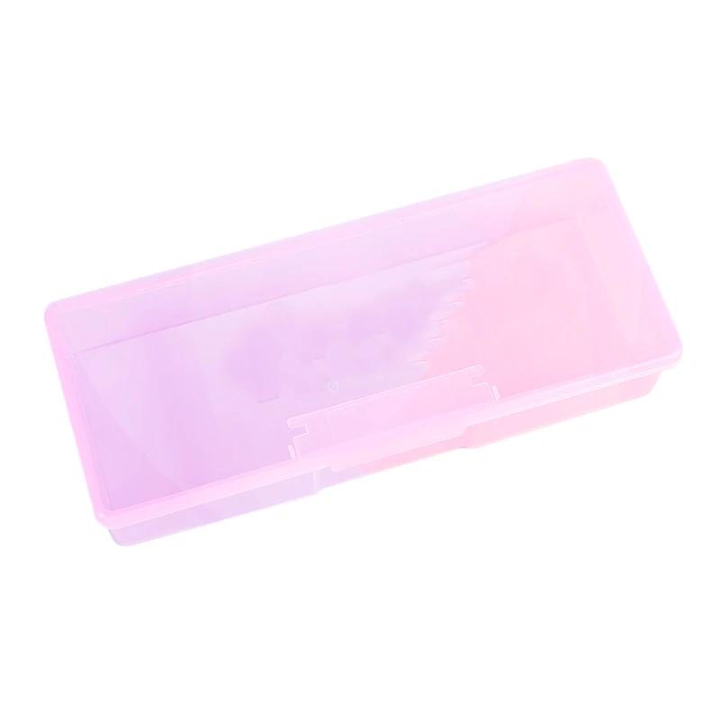 Nail Art Rectangle Plastic Storage Box Rhinestone Brush Pen Buffer Grinding Files Container Case Nail Art Equipment Tool