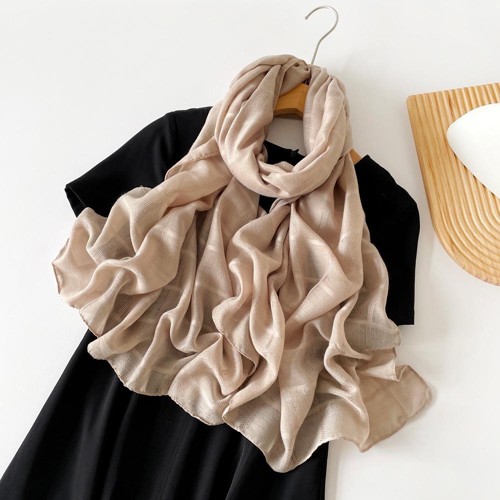 Элегантные женские шали корейские длинные шелковые шали простые роскошные шелковые шарфы женские