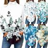 Women's Fashionable Casual High Neck Printed Long Sleeve T-Shirt Pullover Top