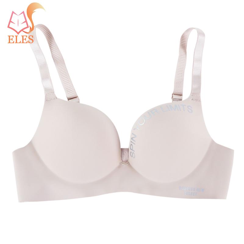 Женский бесшовный бюстгальтер с буквенным принтом без стального кольца, мягкий бюстгальтер из ледяного шелка, сексуальный бюстгальтер пуш-ап со сборками