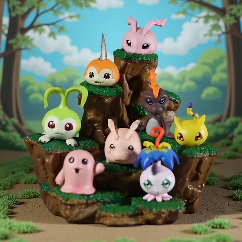 11см Аниме Дигимон Младенческая Стадия 8 Штук Сцена Агумон Бийомон Габумон Могумон Тогомон Помон Коллекция Моделей Персонажей Игрушка Подарок