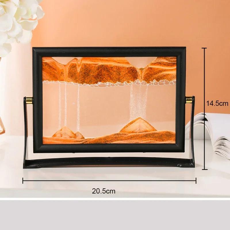 Creative Moving Sand Art Painting Square Glass 3D Deep Sea Sandscape Quicksand Hourglass Rotatable Flowing Sand Home Decor Gifts