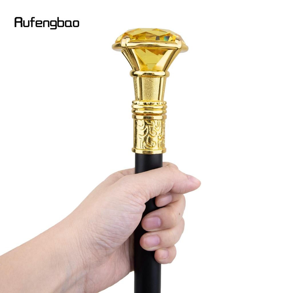 Желтая ромбовидная трость, золотая трость, модная декоративная трость, элегантная трость для джентльмена, ручка для трости для косплея, 93 см