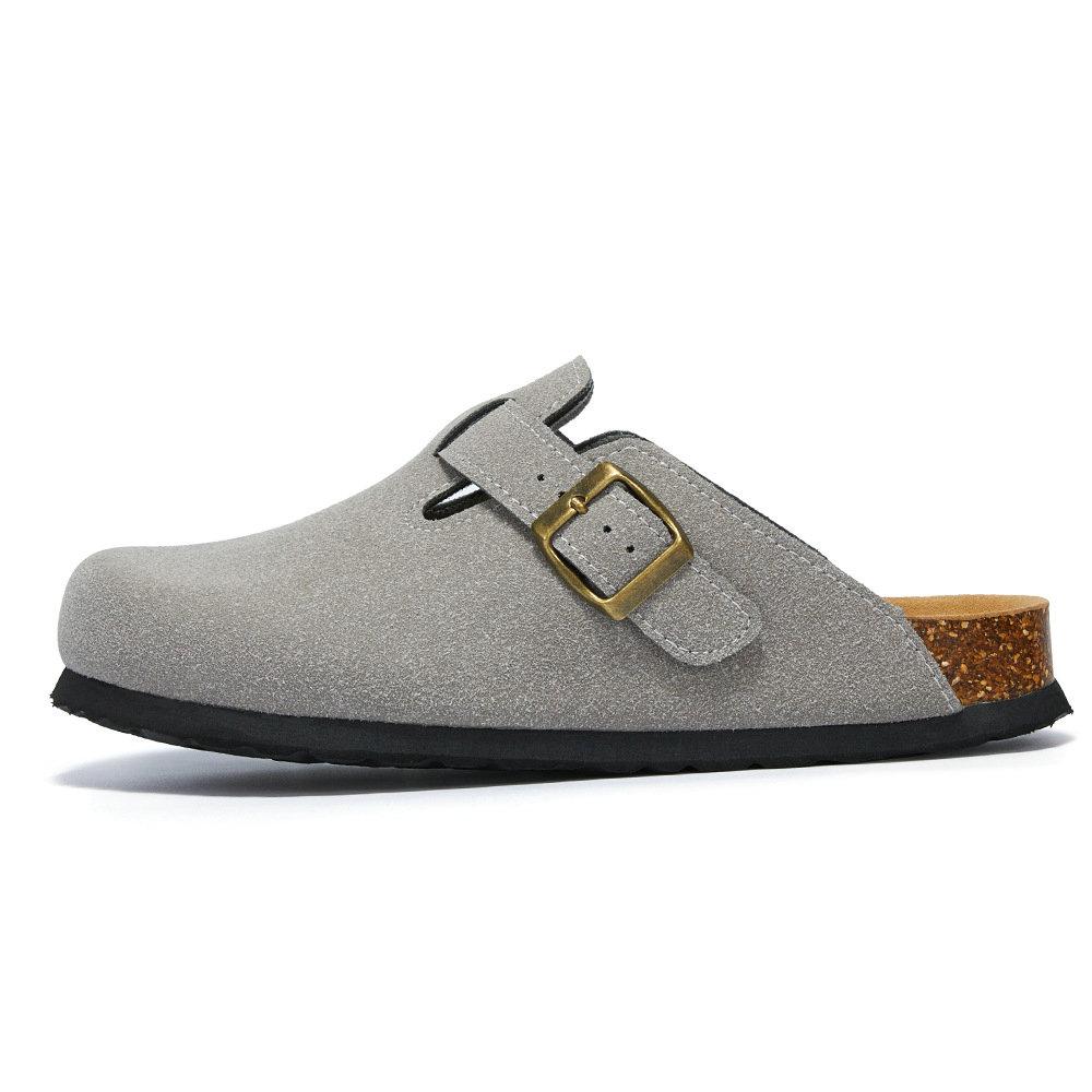 Модная мужская обувь Baotou Пробковые мужские тапочки Кожаные мужские женские полутапочки на зиму Большой размер 35-45