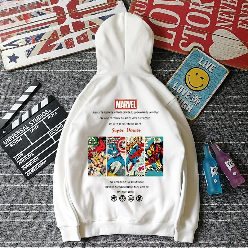 Marvel Genuine Authorized Marvel Joint Sweater Male Hooded Iron Man Captain America Spider-Man Printed Men's Trend Sweater