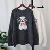 Осень и зима новый свитер с круглым вырезом и бантом, мультяшным щенком, вязаный топ, свободный, мягкий, восковой свитер-пуловер, женский
