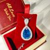 925 Sterling Silver Fashion Light Luxury Crystal Zircon Ice Flower Cut Water Drop Necklace Birthday Party Anniversary Gift